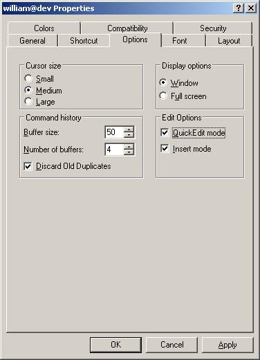 [Options tab]