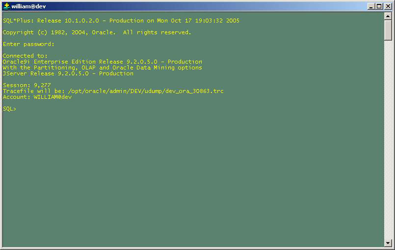 [Logged into SQL*Plus]