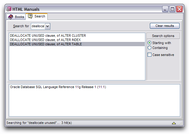 <Quickly search the Oracle documentation>